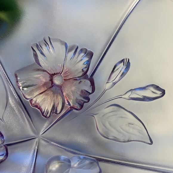 Mikasa Calypso frosted Crystal Walther glass 13” Fruit Bowl with flowers - Picture 2 of 12